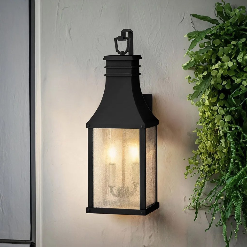 ELSTEAD HK-BEACON-HILLMMB BEACON Klasszikus Kültéri Fali Lámpa Fekete, Átlátszó E14 IP44