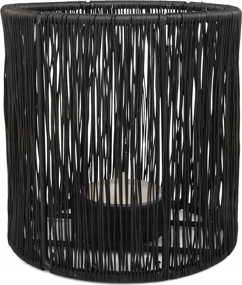 Gyertyatartó Fekete Fém 10x10cm Tealight