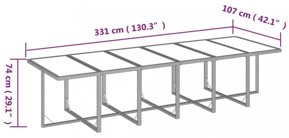 13 részes fekete polyrattan kerti étkezőgarnitúra párnákkal