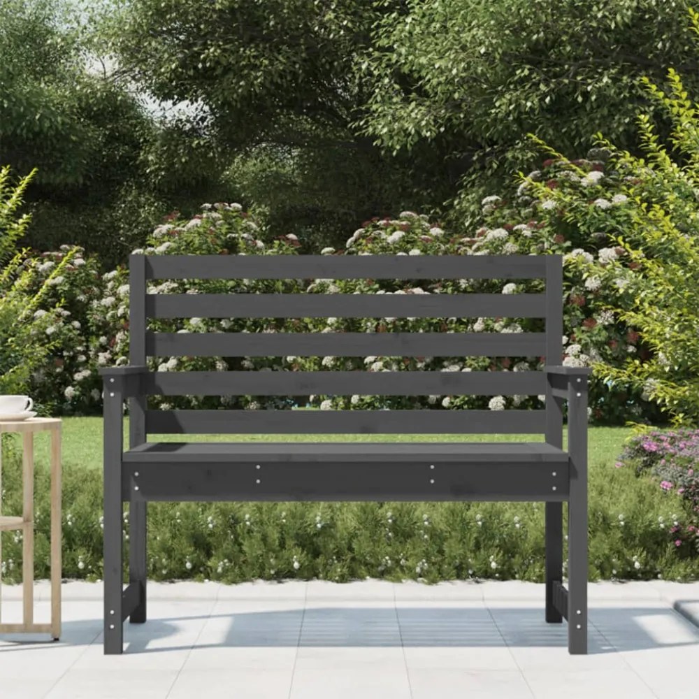 szürke tömör fenyőfa kerti pad 109x48x91,5 cm