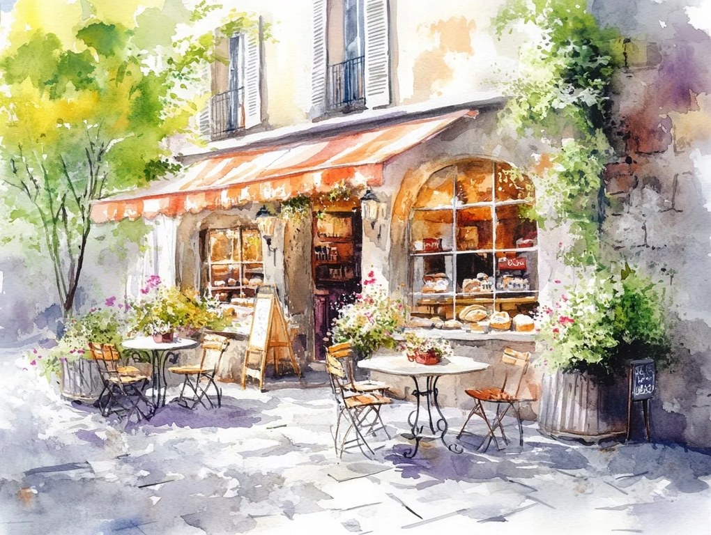 Vászonkép Canvas Város Pékség Kávézó Kilátás 100x75