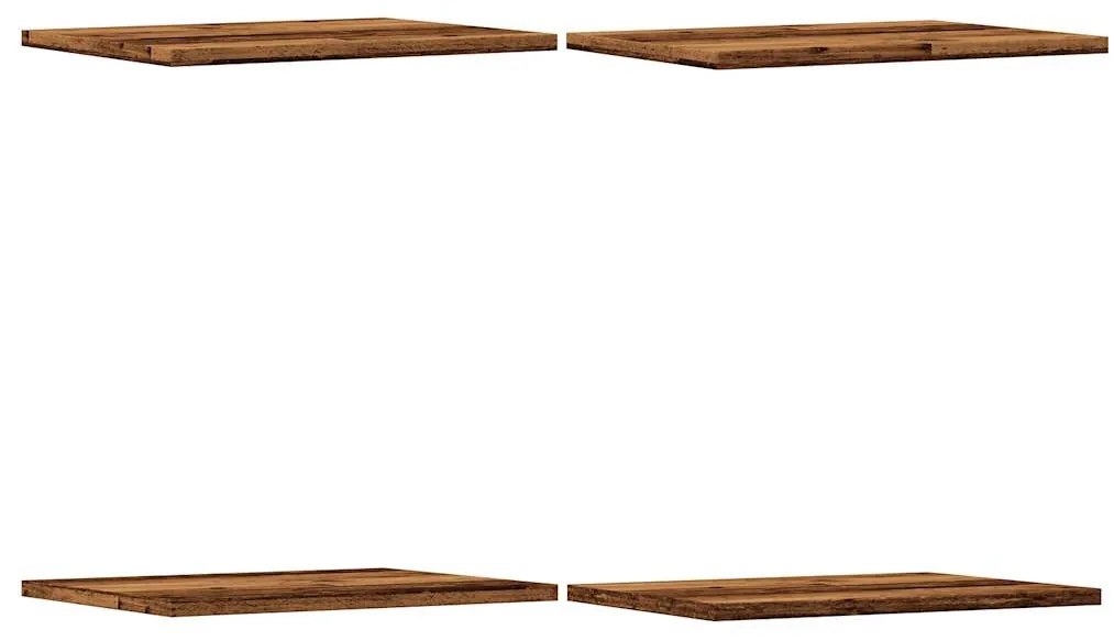 4 db antik fa színű szerelt fa könyvespolc 40 x 30 x 1,5 cm