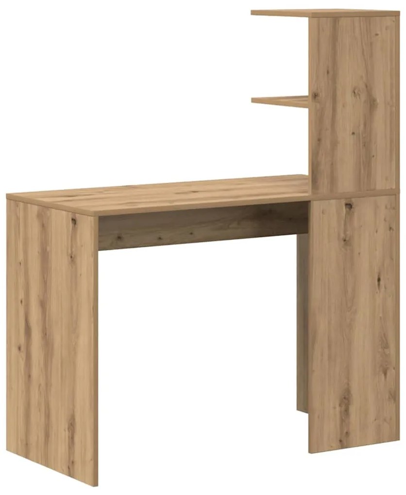 Asztal polcokkal kézműves tölgy 102 x 50 x 124 cm Faanyag