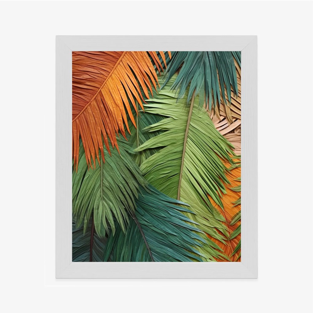 Színes pálmalevelek poszter - 30x40 cm, Ezüst paszpartuval