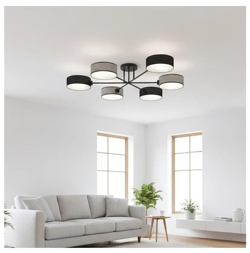 Felületre szerelhető csillár MAGA 6xE14/10W/230V fekete/szürke