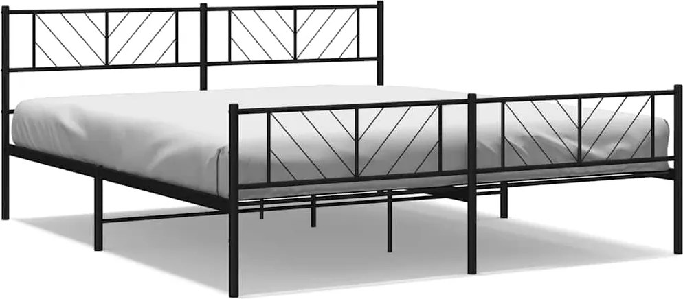 vidaXL fekete fém ágykeret fej- és lábtámlával 193 x 203 cm
