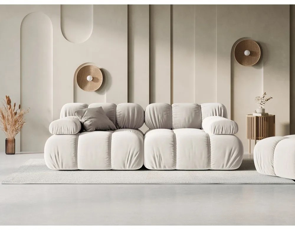 Bézs bársony moduláris kanapé 188 cm Bellis – Micadoni