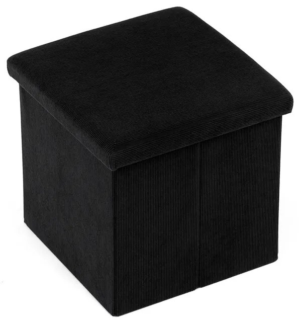 Fekete Kordbársony Tárolós Puff. TAB-471 BK6