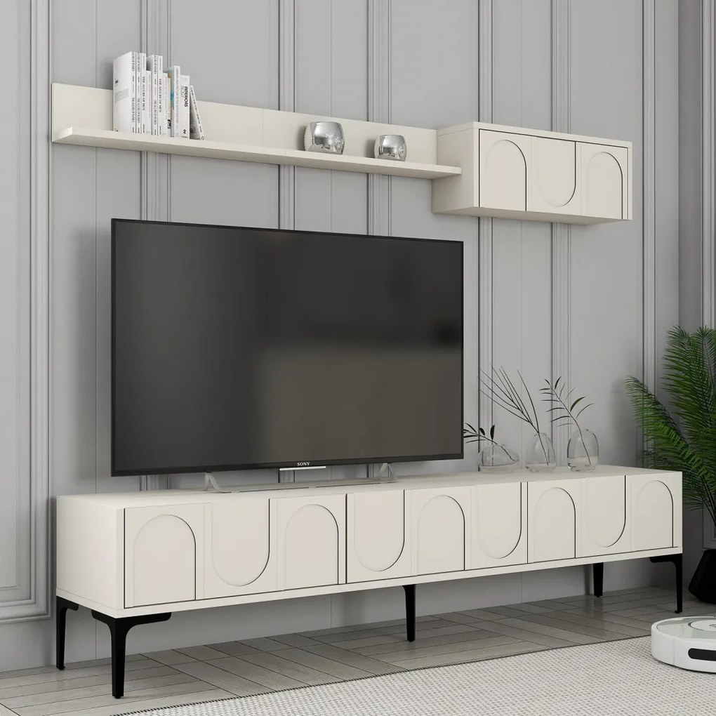 Lyon TV-állvány, krém-fekete, 180 cm – TR845HCT5584