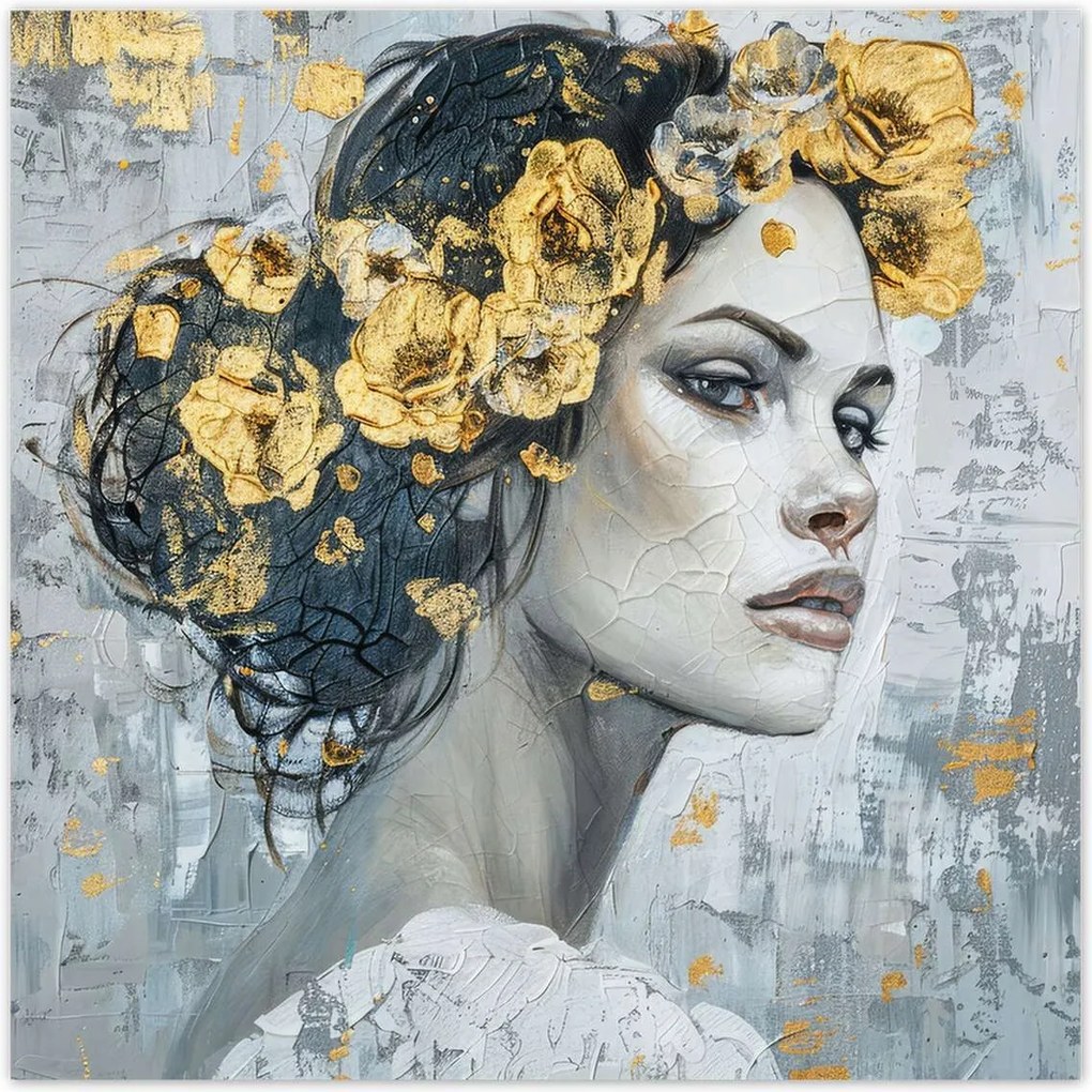 Poszterek 50x50 Lány arany koszorúval