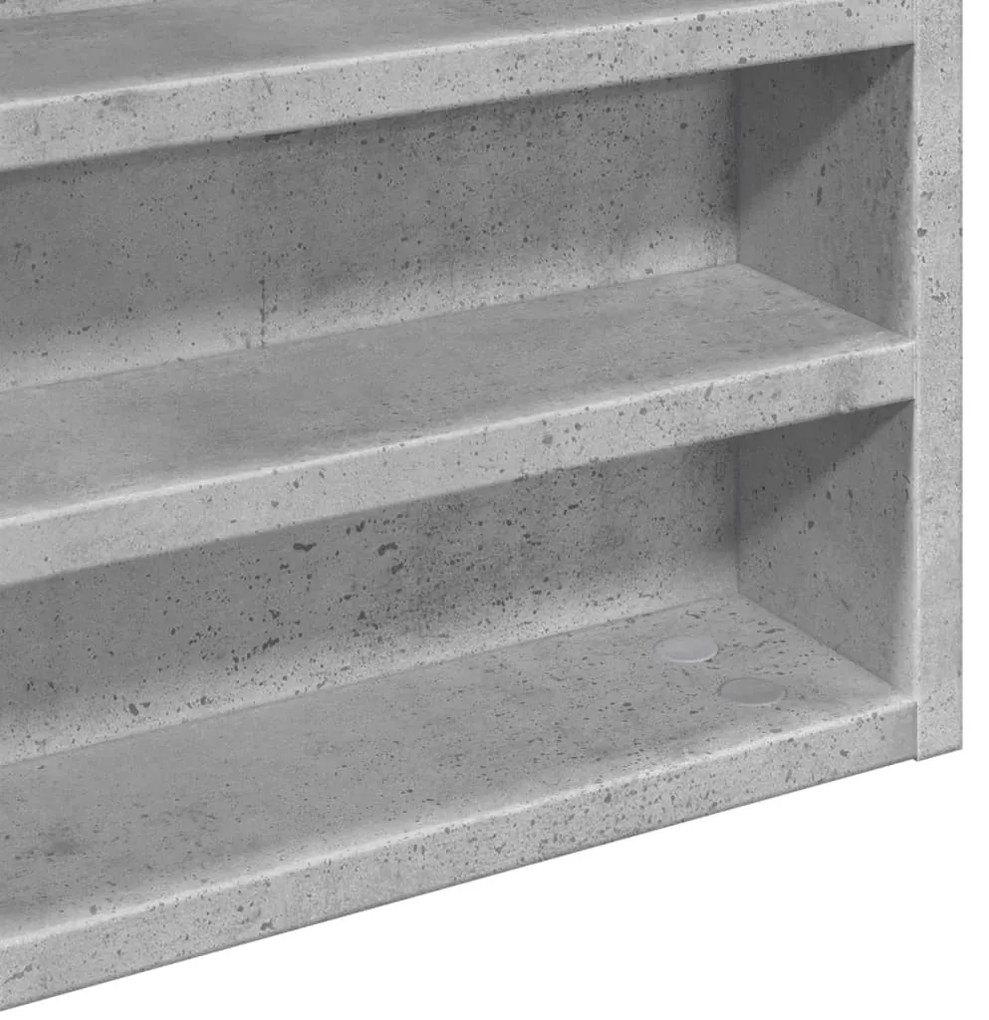 betonszürke szerelt fa vitrinszekrény 80 x 8,5 x 58 cm