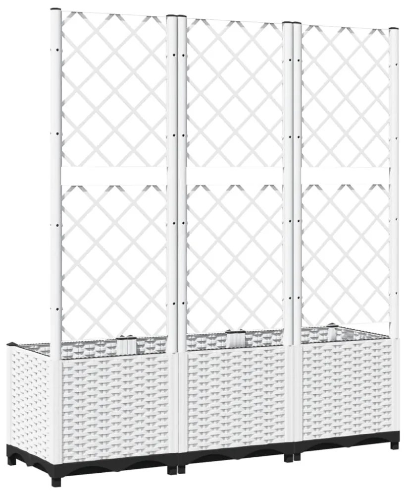 fehér polipropilén rácsos kerti ültetőláda 120 x 40 x 136 cm