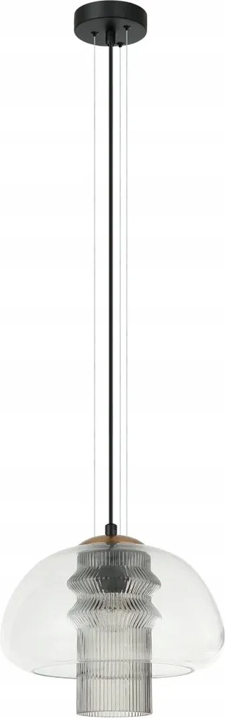 Függőlámpa Italux Feder fekete üveg lámpabúra E27 40W dekoratív