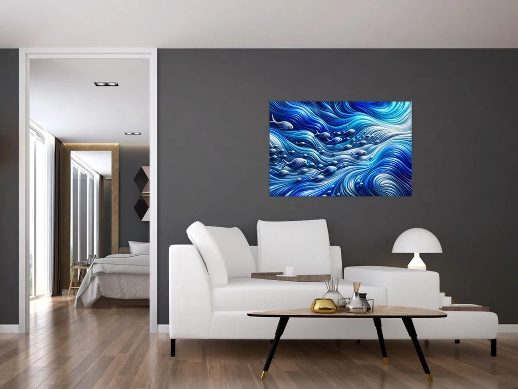 Kép – Halak a hullámokban (90x60 cm)