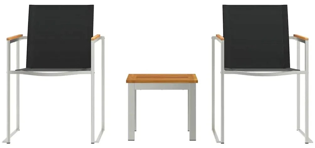 Kültéri étkező szett 3 pcs Barna és fekete Tömör tíkfa