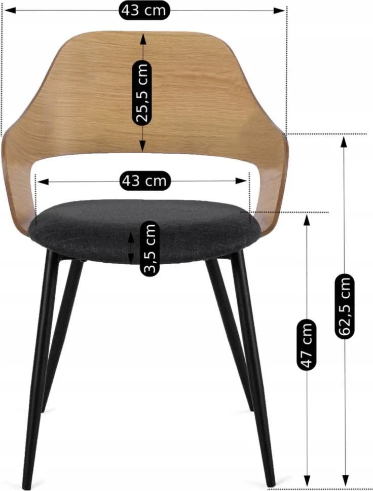 ORBI szék arany tölgy / fekete színben