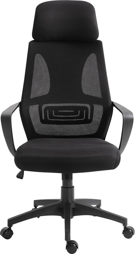 Vinsetto Irodai Szék Állítható Háttámlával, Karfával, Fejtámlával, Kerekekkel és Ringató Funkcióval, Maximális Terhelhetőség: 120 kg, 64x55x116-126 cm