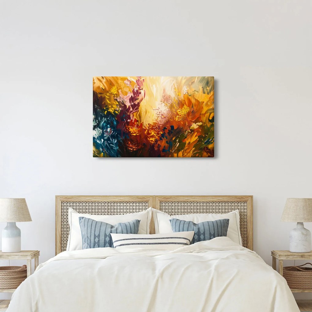 Kép - Absztrakt festmény a virágokról (90x60 cm)