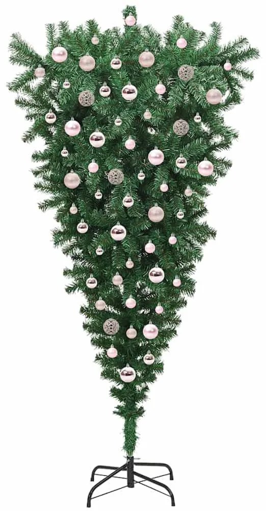 Felfordított Műfenyő Előre Led Világítós Karácsonyfagömb Készlettel