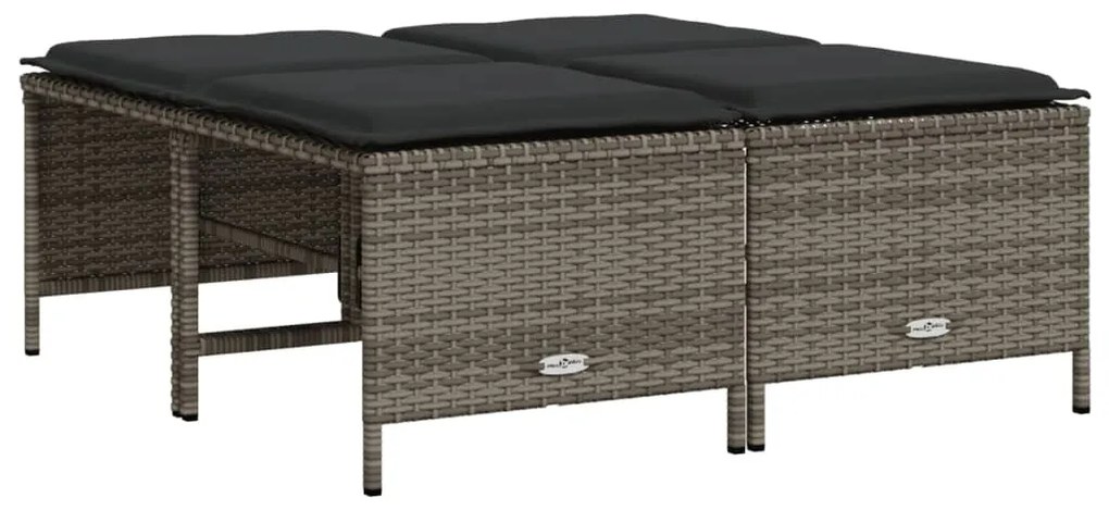 4 db szürke polyrattan kerti szék párnákkal