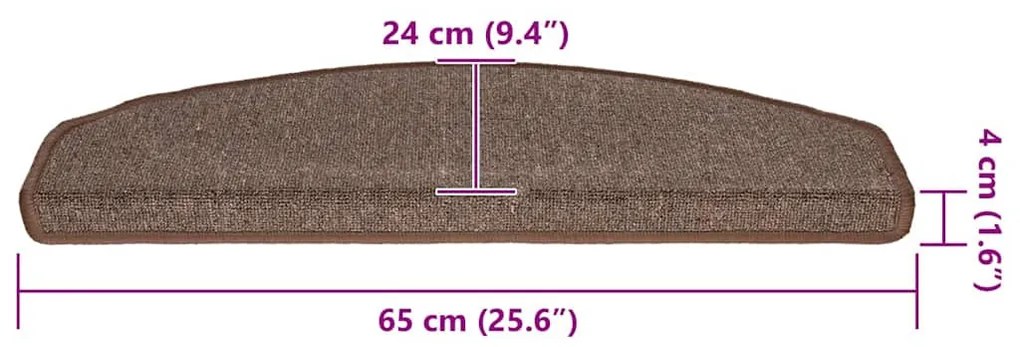 30 db kávébarna lépcsőszőnyeg 65x24x4 cm
