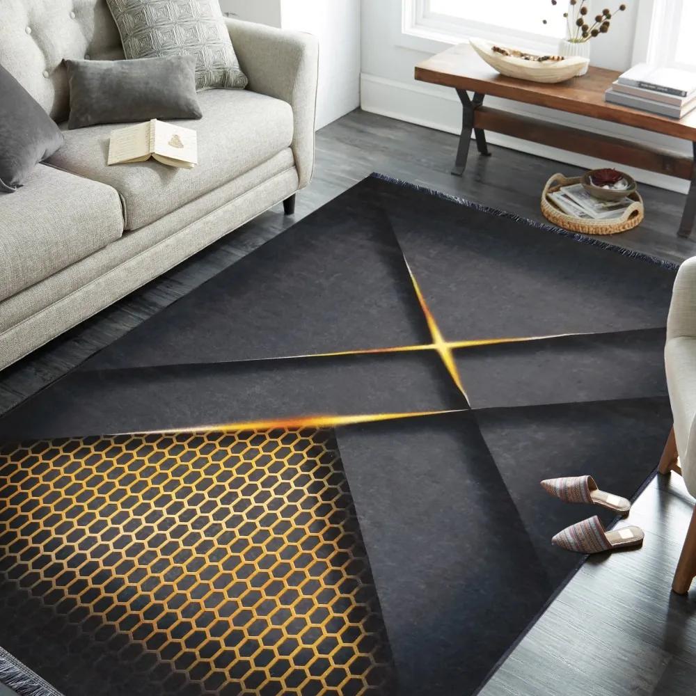 Stílusos csúszásgátló szőnyeg arany mintával Szélesség: 180 cm | Hossz: 280 cm