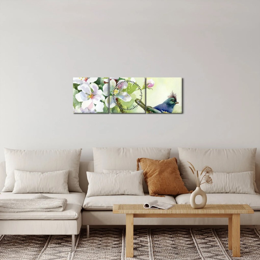 Kép - tavasz (órával) (90x30 cm)