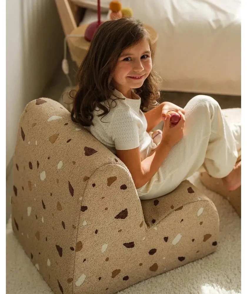 Világosbarna buklé-zsenília gyerek fotel Terrazzo Cloud – Wigiwama