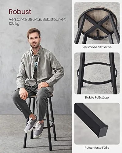 Bárszékek, konyhai székek 2 db-os szett, szürkés bézs és fekete