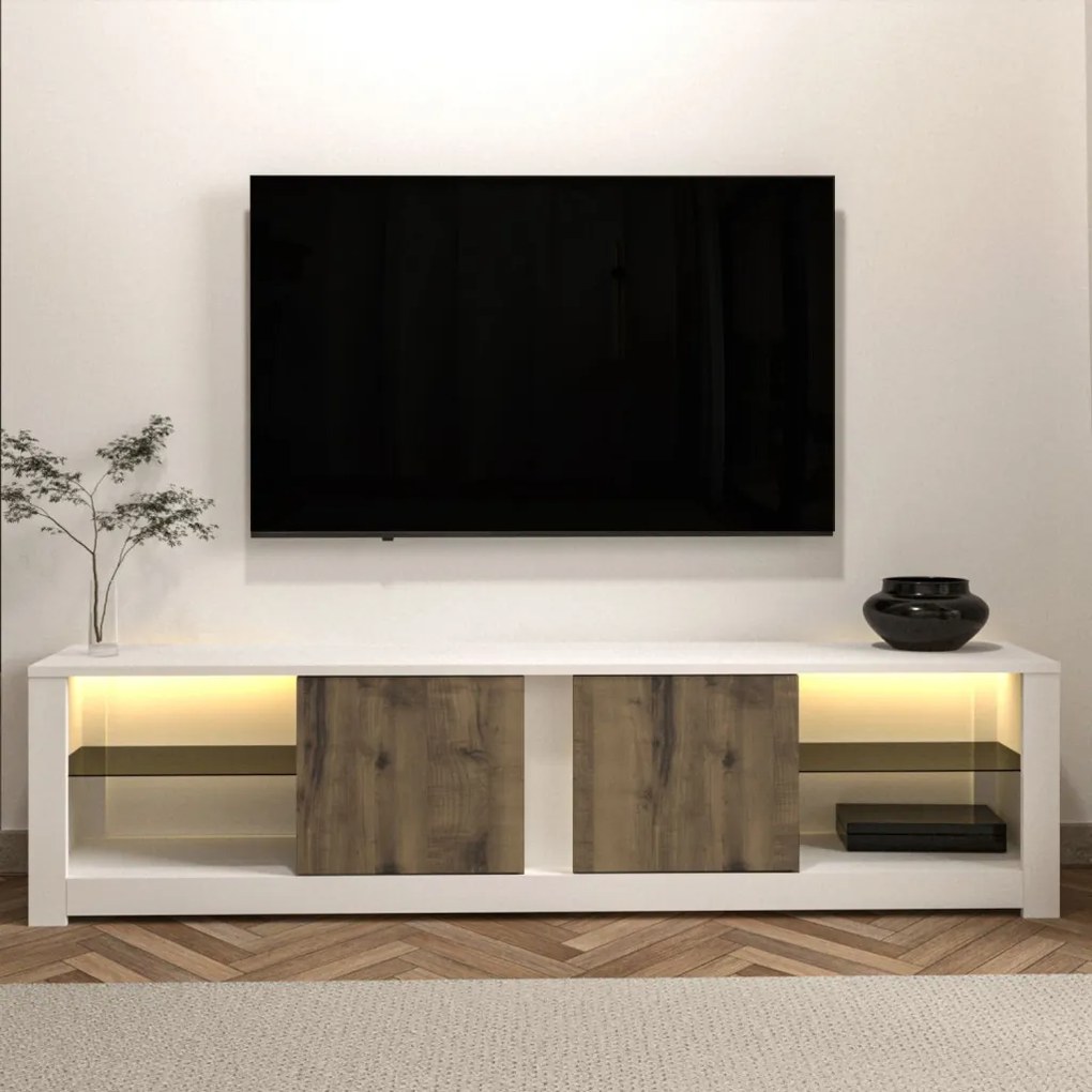 Aydos TV-állvány, fehér-tölgy, 180 cm