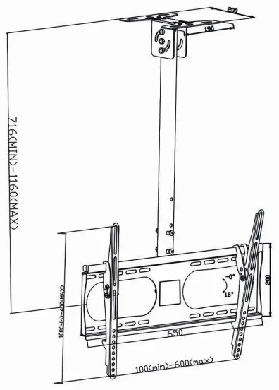 Nedis TVCM1350BK - Mennyezeti TV tartó 42-65”