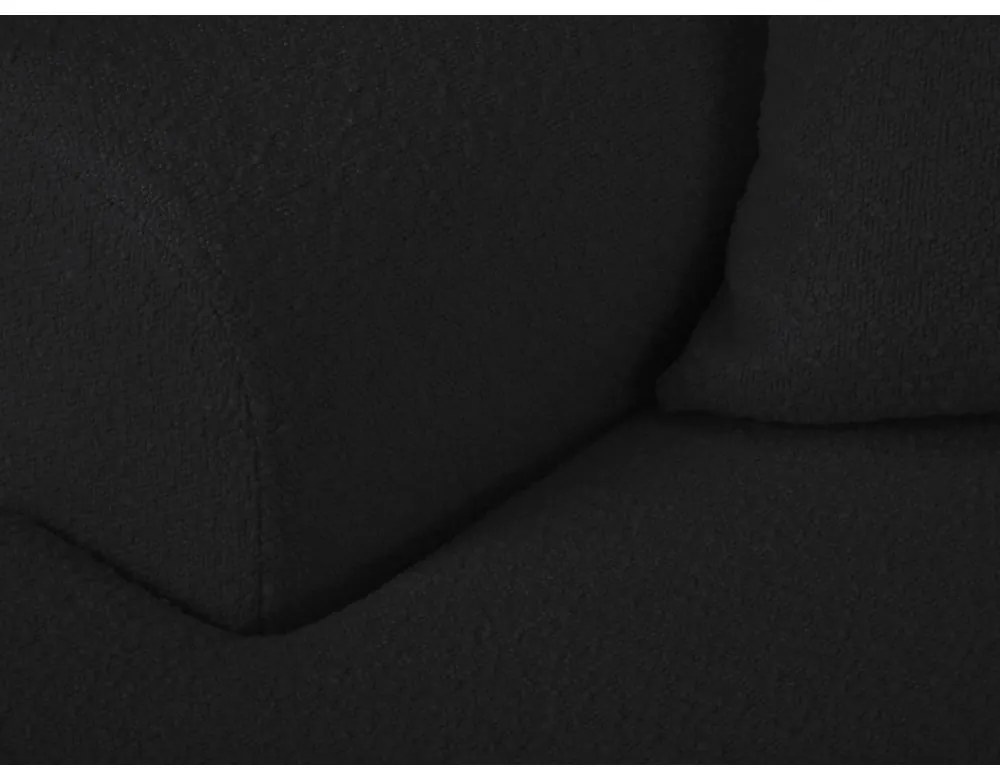 Fekete buklé kinyitható tárolóhelyes sarokkanapé (bal oldali-heverő résszel) Kyoto – Cosmopolitan Design