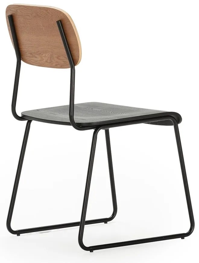 Fekete-natúr színű étkezőszék szett kőrisfa dekorral, 2 db-os Aira – Marckeric