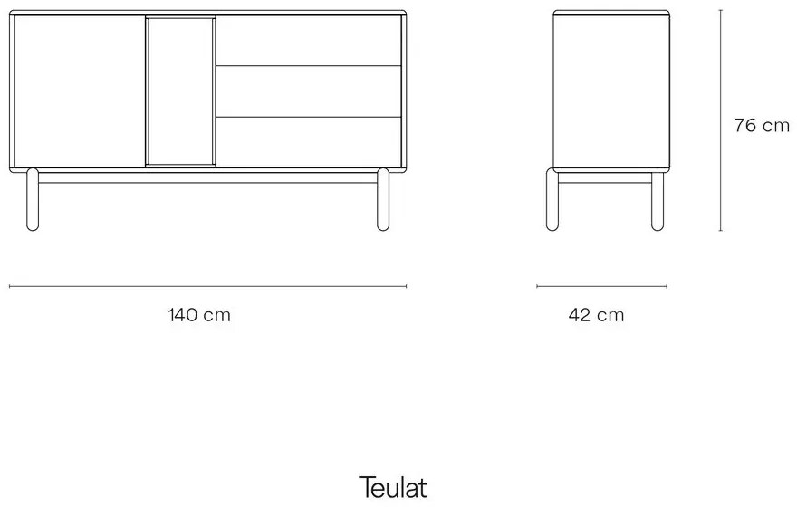 Sötétszürke alacsony komód 137x76 cm Corvo - Teulat