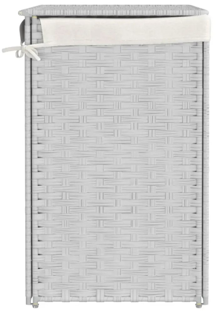 fehér polyrattan szennyeskosár 2 rekesszel 53x33x57 cm