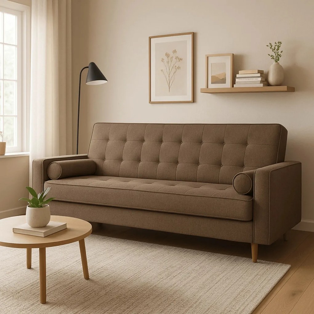 2 db-os szett, ágyazható kanapé barna színben MALTA