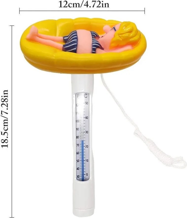 Medence hőmérő, gumicsónak csajszival figura