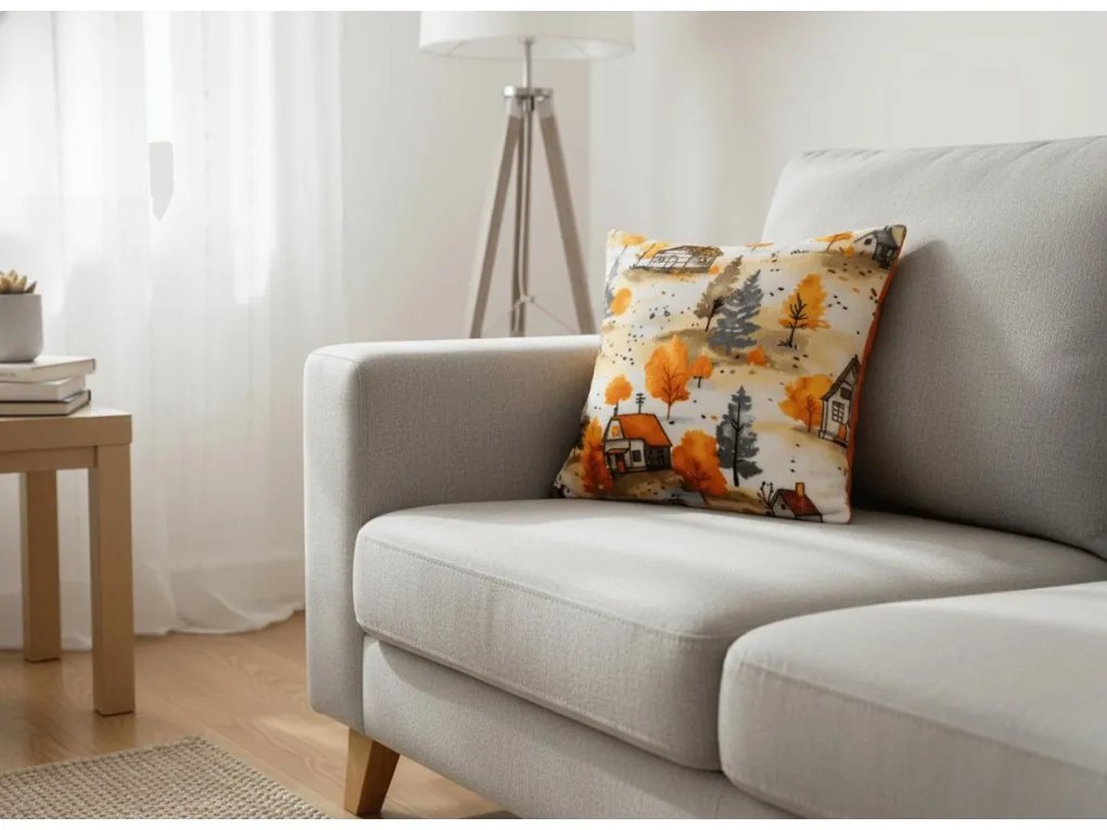 Mikroplüss párnahuzat AUTUMN VILLAGE 45x45 cm, színes