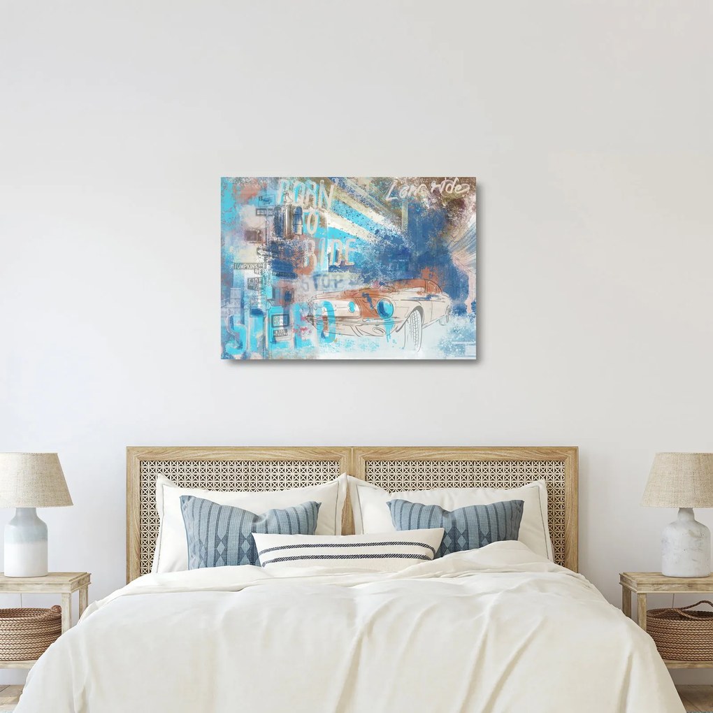 Kép - lovaglásra született, kék tónusok (üvegen) (70x50 cm)