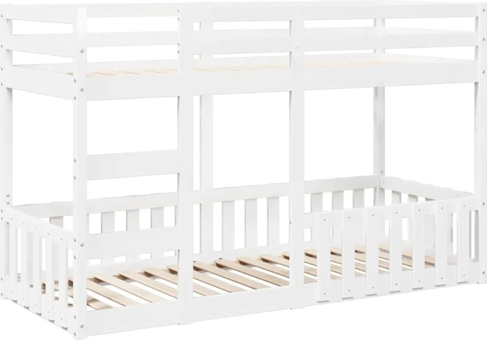 vidaXL fehér tömör fenyőfa emeletes ágy 75x190 cm