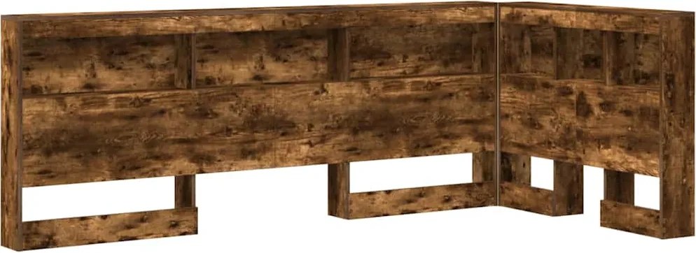 vidaXL Tároló fejtámla polcokkal tárolóval Füstölt tölgy 90 cm Faanyag