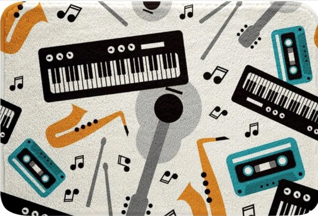 Loussiesd Fürdőszobaszőnyeg gitárhoz szaxofon zene szőnyeg 150 x 200