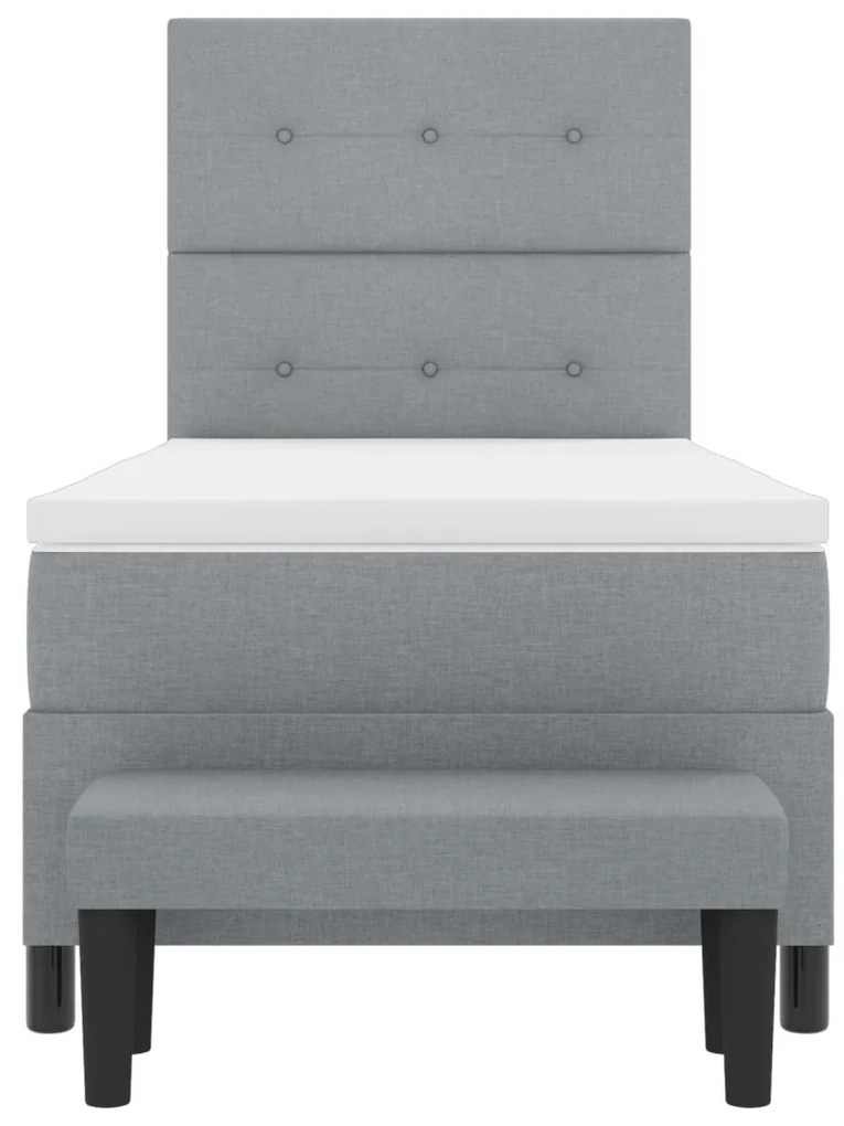 Box Spring Ágy Matraccal és Pad Világosszürke 80x200 cm Szövet