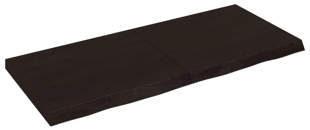 sötétbarna kezelt tömör tölgyfa fali polc 140 x 60 x (2-6) cm