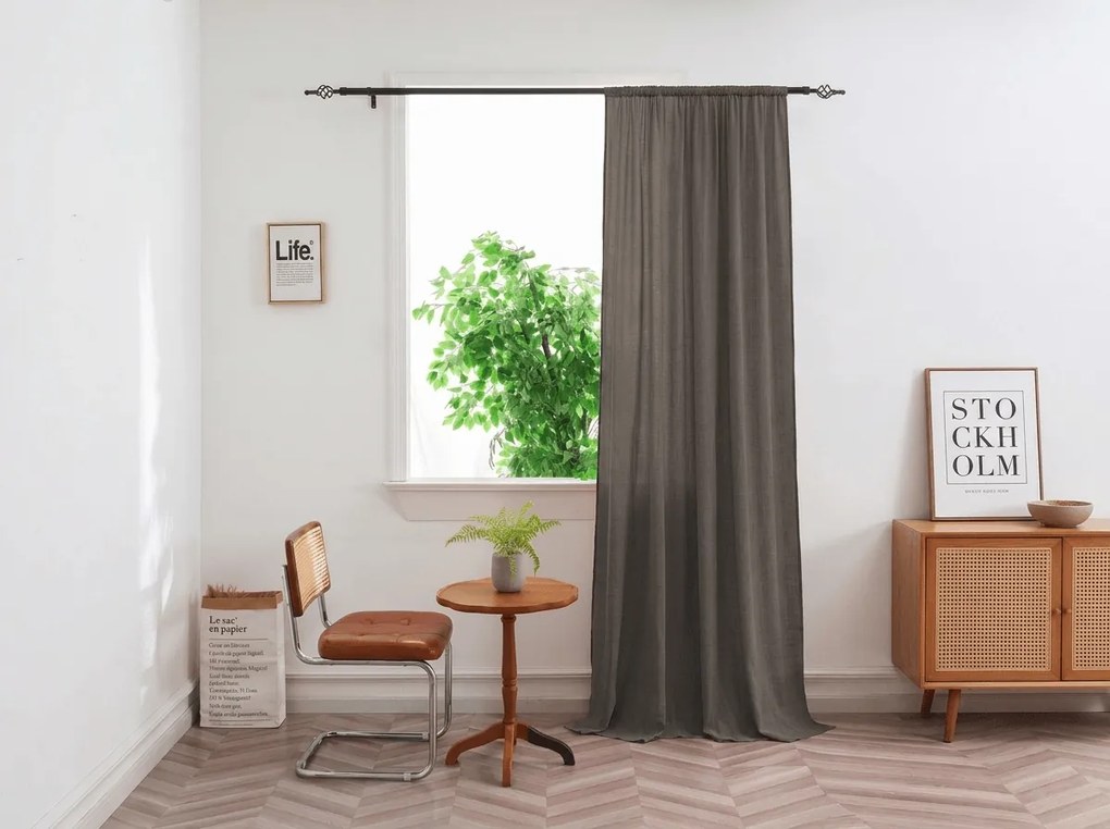 Függöny TAVIO 140x250 cm, szürkésbarna Felfüggesztés: Fém gyűrűk