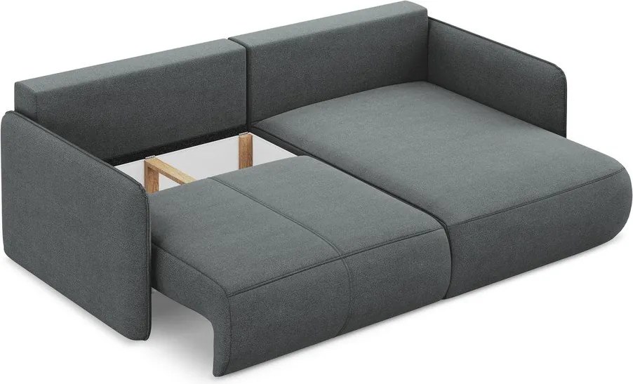 Szürke kinyitható-tárolóhelyes sarokkanapé (jobb oldali) Nanea – Makamii