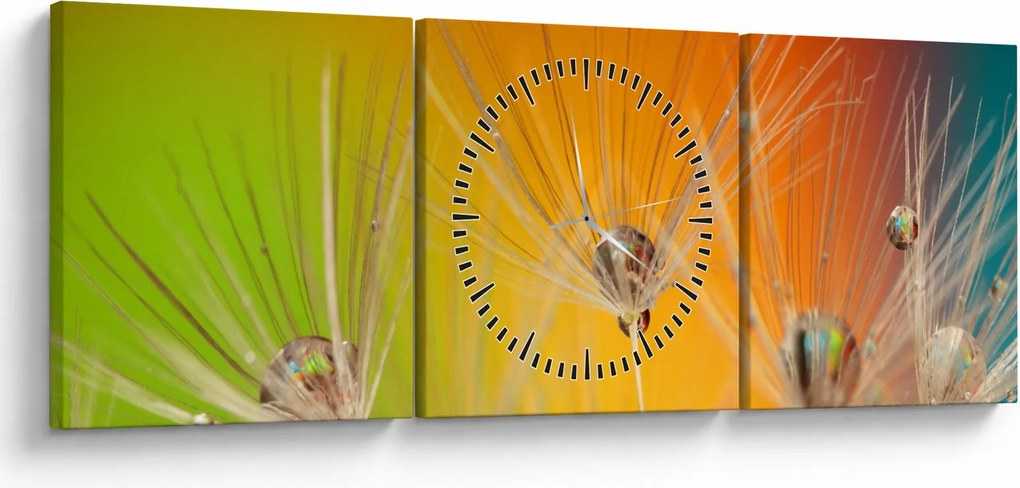 Cseppek a növényen képe (órával) (90x30 cm)
