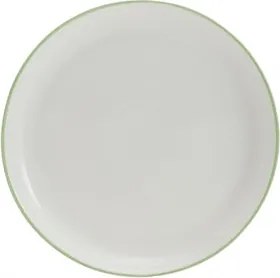 Fehér Kerámia Nagy Lapostányér Dekoratív Zöld Szegéllyel Átm. 28CM