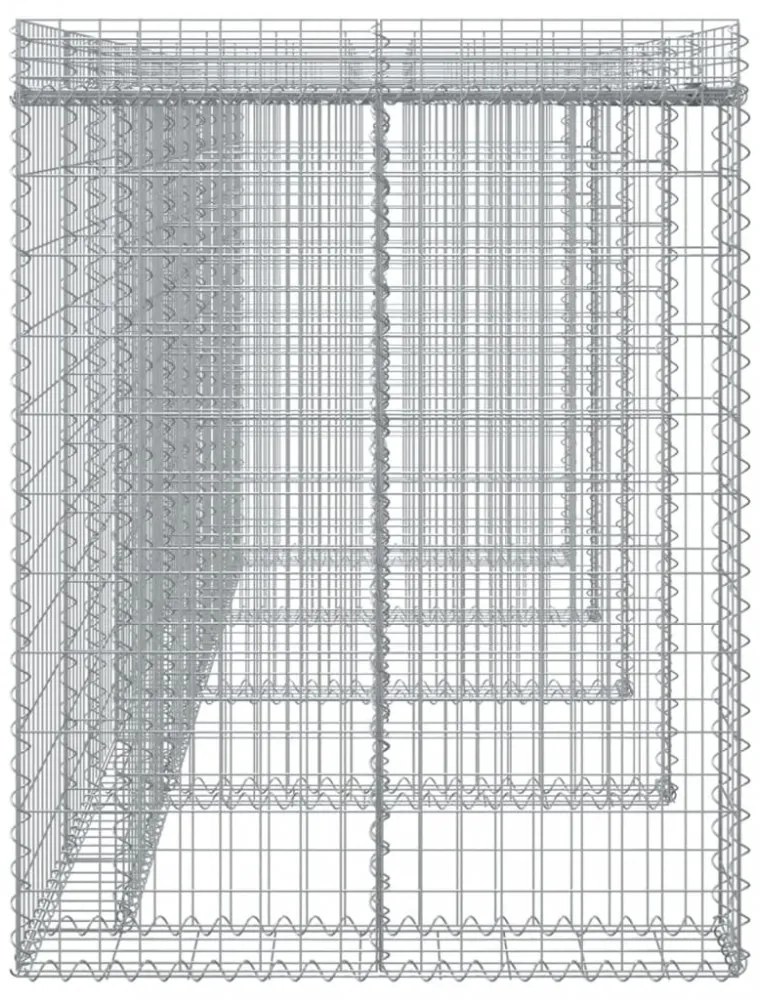 horganyzott vas gabionkosár szemeteskukához 350 x 91 x 120 cm