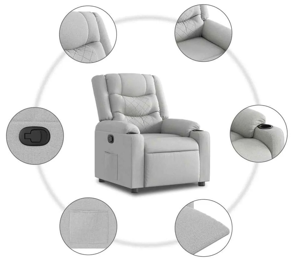 vidaXL felhőszürke szövet dönthető fotel